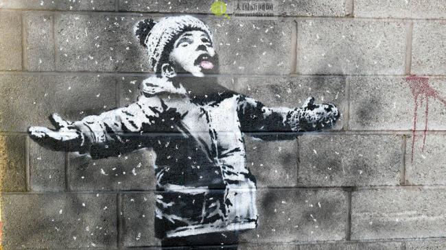 Banksy's 'Season's greetings' graffiti image in Port Talbot