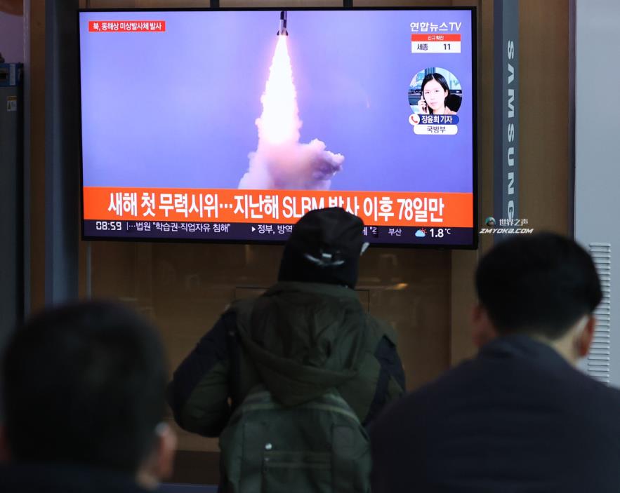 North Korea on Wednesday fires what appears to be a ballistic missile toward the East Sea. (Yonhap)