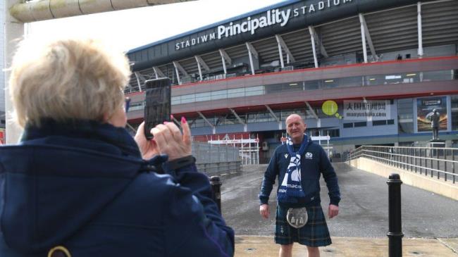 A Scottish fans outside the Principality Stadium