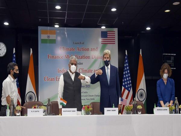 Unio<em></em>n Cabinet Minister for Environment, Forest and Climate Change, Bhupender Yadav and US Special Presidential Envoy for Climate John Kerry 